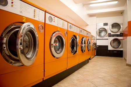 An interior of a retro looking laundromatの写真素材