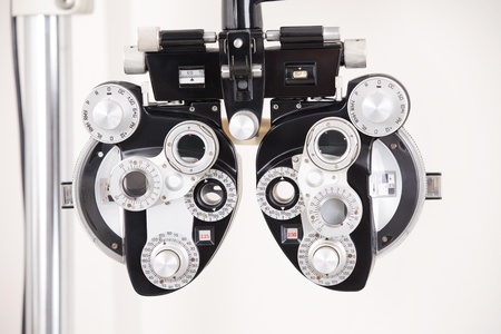 Close-up of eye exam equipment 