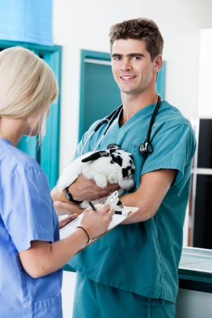 Veterinarian Doctor With Rabbitの写真素材