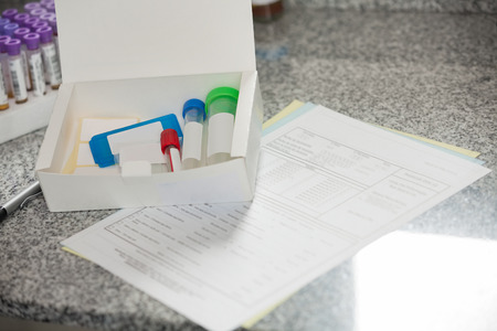 Specimen Bottles And Documents In Lab