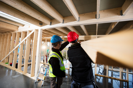 Carpenters Working At Construction Siteの写真素材