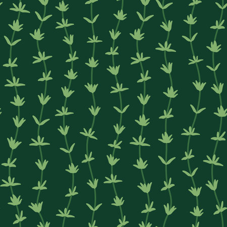 Seamless Pattern with Vertical Branches of Thyme Leaves.のイラスト素材