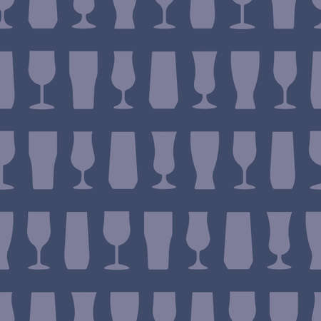 Horizontal Stripes of Beverage Glasses Silhouettes .のイラスト素材