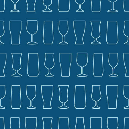 Vector Seamless Pattern with Beverage Glasses Lineartのイラスト素材