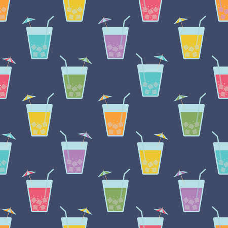 Colorful Beverage Glasses Seamless Vector Pattern .のイラスト素材