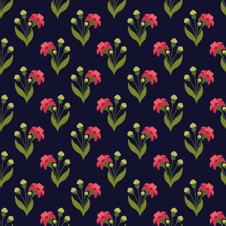 Vector Seamless Floral Background With Botanical Motifs. Perfect Print for Textile, Tapestry, Fashion, Wallpaper.のイラスト素材