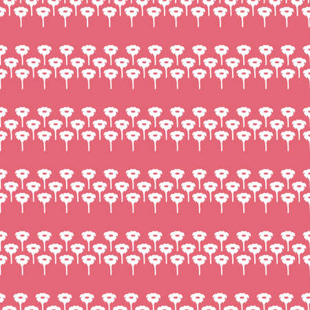 Cute Floral Print for Textile, Stationery, Home Decor, Wallpaper. Pink and White Striped Print for Wrapping Paper, Scrapbooking.のイラスト素材