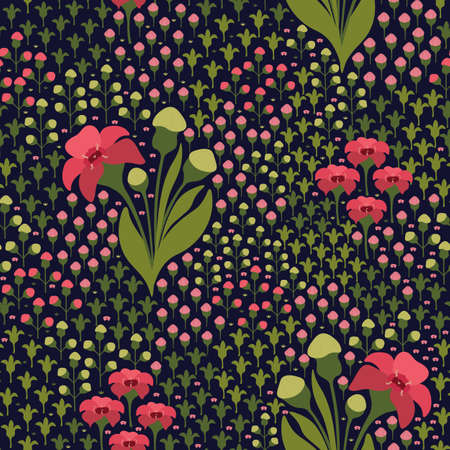 Vector Floral Background for Textile, Wallpaper, Upholstery. Trendy Print for Decoupage, Scrapbook, Giftwrapのイラスト素材
