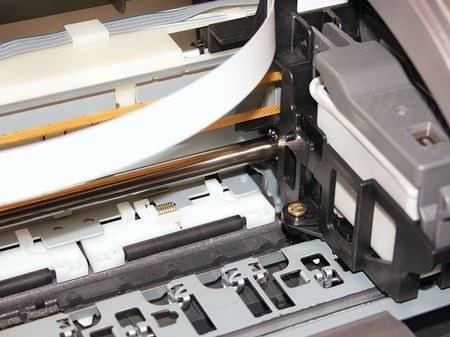 details of the inside of a ink jet printer