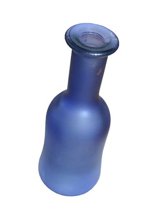 long necked blue bottle isolated over a white backgroundの写真素材