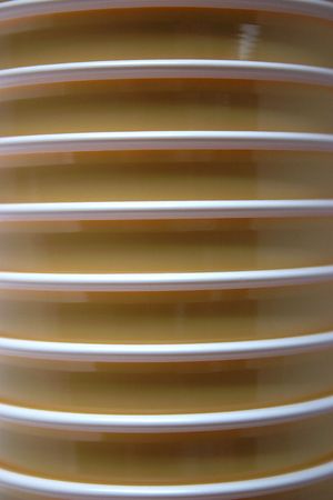 stack of plastic drinking cups closeupの写真素材