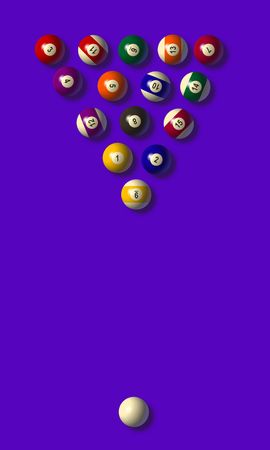 pool balls on blue background