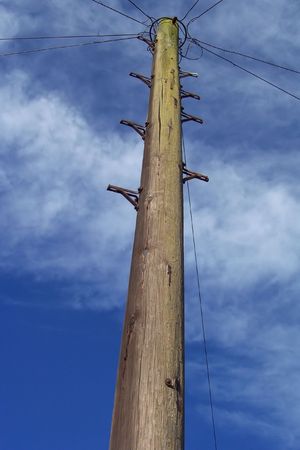 telegraph pole against a sky