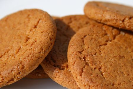 macro shot of ginger biscuits