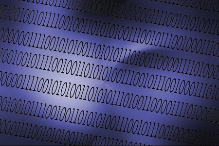 blue and black abstract background with computer binary across it