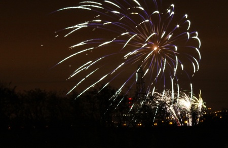 fantastic firework display of large colorful balls of light and color