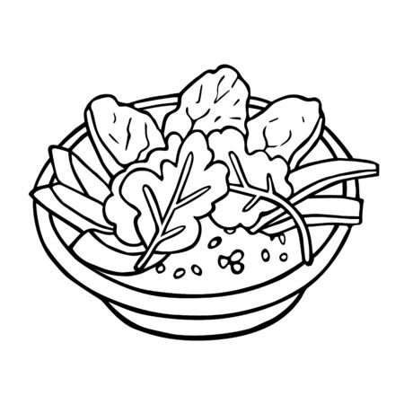 line art of healthy bowl hand-drawn in cartoon style, black artwork isolated on white background, in vector.のイラスト素材