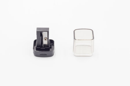 close-up of sharpener, Pencil Sharpener on white Backgroundの写真素材