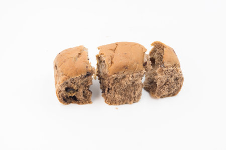 Bread pieces on white backgroundの写真素材