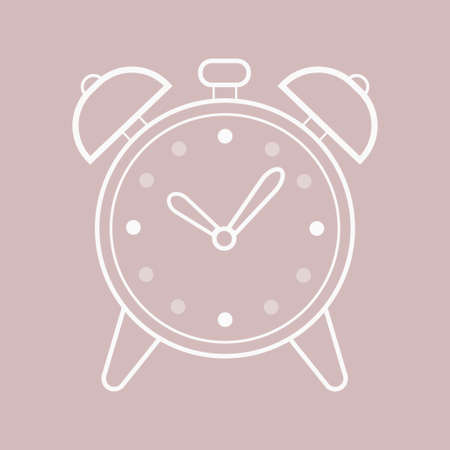 Clock white icon in flat style, timer on color background. Vector design elementのイラスト素材