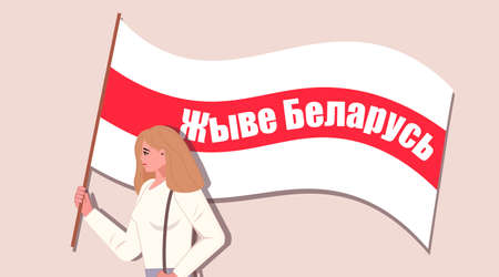 free Belarus concept. Protest Banner about Human Righ right people of Belarus. Protest after presidential elections 2020 in Belarus.National flag of Belarus. demonstration activistのイラスト素材
