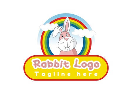 fun rabbit logoのイラスト素材