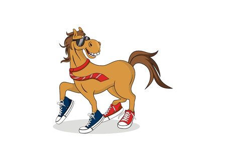 Funny horse cartoon character design vector eps formatのイラスト素材