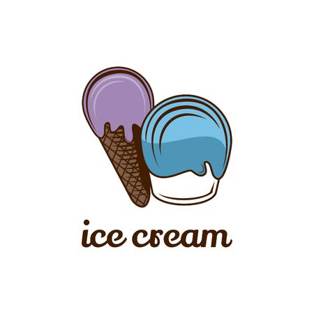 Vintage cartoon cone ice cream design logo vector eps formatのイラスト素材