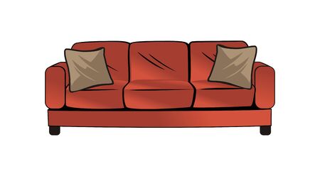 Red couch sofa design vector eps formatのイラスト素材