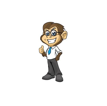 Smart monkey cartoon character vectorのイラスト素材