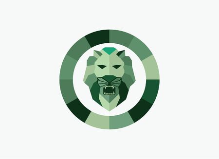 vector of emerald lion head logo signのイラスト素材