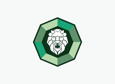 vector of emerald lion head logo signのイラスト素材