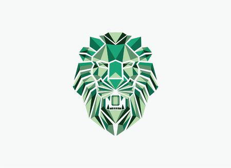 vector of emerald lion head logo signのイラスト素材