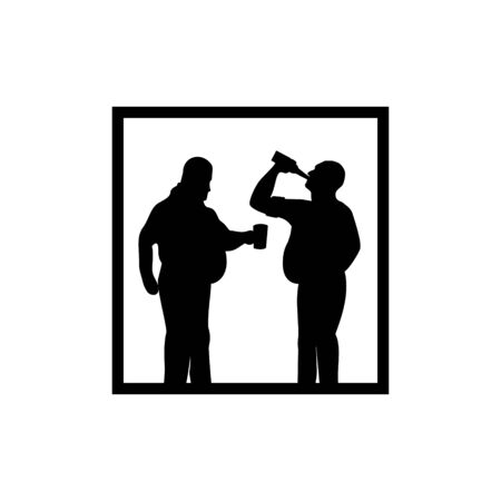 Silhouette vector of men with beer bellies drinking beer design eps formatのイラスト素材