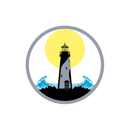 Lighthouse logo design isolated white backgroundのイラスト素材