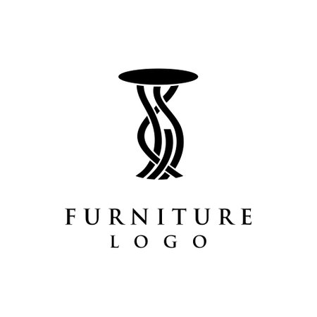Furniture logo with accent table design as icon isolated white bakgroundのイラスト素材
