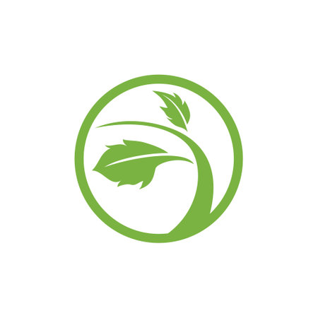 Nature logo with leaf icon designのイラスト素材
