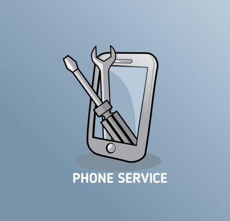 Vector of phone cell with screw driver and wrench design format, suitable for your design needs, logo, illustration, animation, etc.のイラスト素材