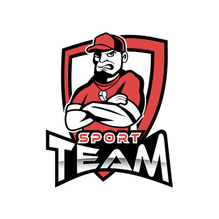 Sport team logo with manager character designのイラスト素材