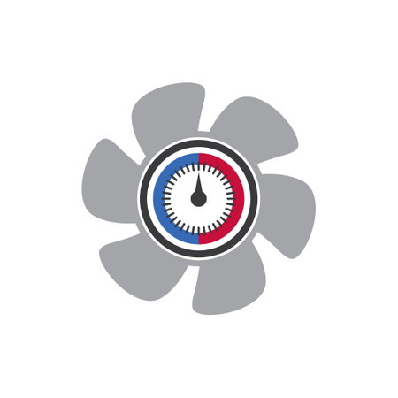 HVAC logo with fan and pressure gauge symbol logo designのイラスト素材