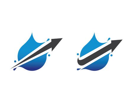 Splash water drop with arrow logo designのイラスト素材
