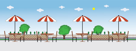 Vector of outdoor restaurant or cafe background design eps format, suitable for your design needs, logo, illustration, animation, etc.のイラスト素材
