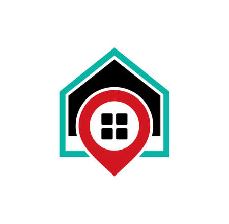 Pin house logo design illustration vector  format , suitable for your design needs, logo, illustration, animation, etc.のイラスト素材