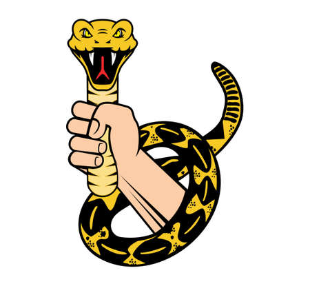Holding snake design illustration vector  format , suitable for your design needs, logo, illustration, animation, etc.のイラスト素材