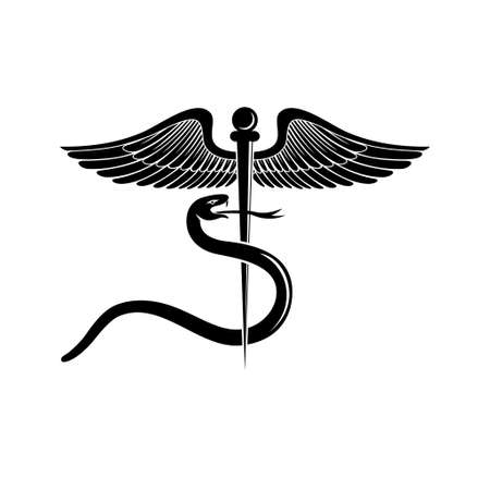 Medical caduceus symbol design illustration vector  format , suitable for your design needs, logo, illustration, animation, etc.のイラスト素材