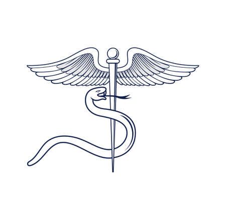 Medical caduceus symbol design illustration vector  format , suitable for your design needs, logo, illustration, animation, etc.のイラスト素材
