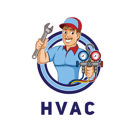 HVAC character logo design illustration vector  format , suitable for your design needs, logo, illustration, animation, etc.のイラスト素材