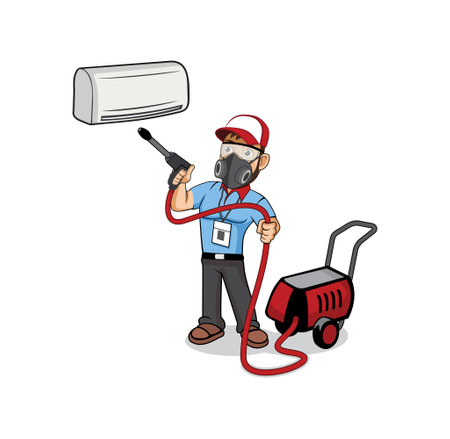 HVAC service cartoon character design illustration vector  format , suitable for your design needs, logo, illustration, animation, etc.のイラスト素材