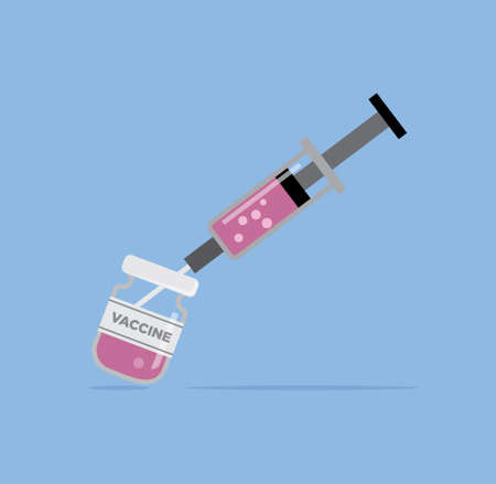 A syringe and vaccine dose bottle design illustration vector format , suitable for your design needs, logo, illustration, animation, etc.のイラスト素材