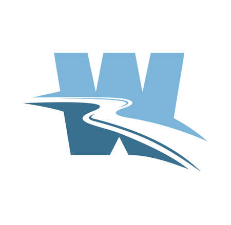 Letter W logo with river design illustration vector eps format , suitable for your design needs, logo, illustration, animation, etc.のイラスト素材